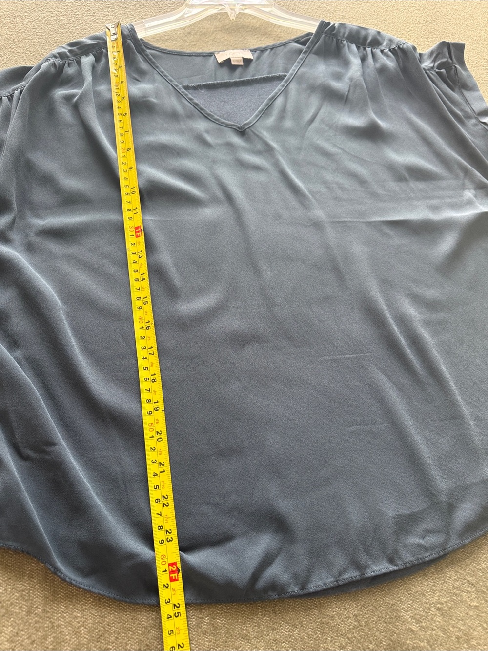 LOFT V-Neck Blouse Slate Blue L - Picture 5 of 5